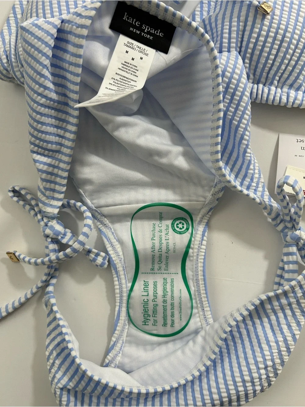 Kate Spade Light Diamond Blue White Striped Bikini Set